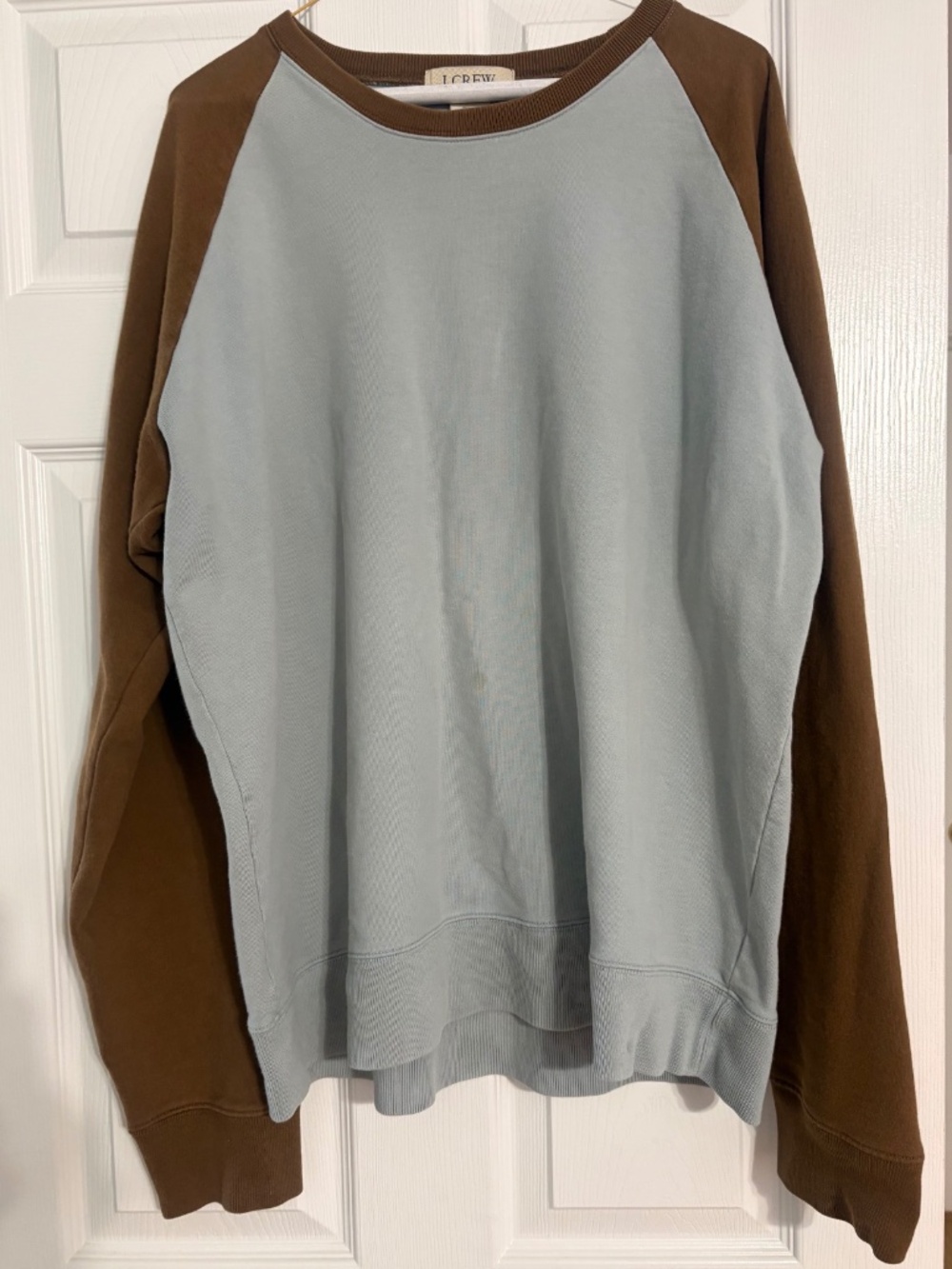 Vintage J.Crew XXL Blue/Brown Raglan Crewneck Sweatshirt